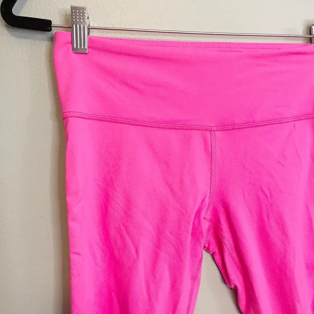 Lululemon Power Flow Leggings Size 6 Pink Capri Yoga Workout Train Activewear